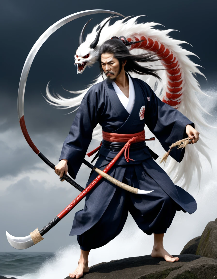 Kamaitachi: "Generate a hyper-realistic and high-definition image of a Kamaitachi, a wind spirit from Japanese folklore, with sharp, scythe-like claws and a swift, ghostly form."