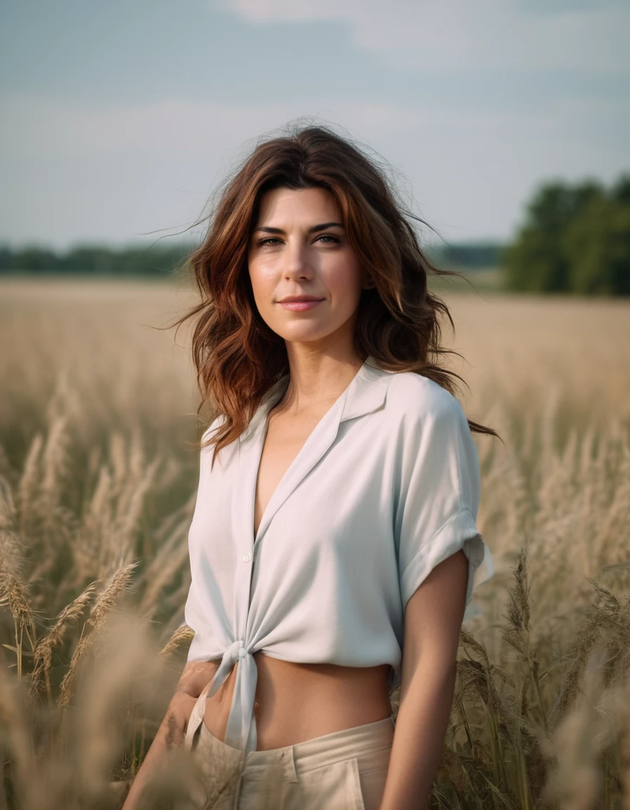 cinematic photo RAW candid cinema, (((ohwx woman))) portrait in a field, 16mm, ((remarkable color)), (ultra realistic) . 35mm photograph, film, bokeh, professional, 4k, highly detailed, , naked, nice tits, fantastic body, big ass, 18 years old, tight, nsfw