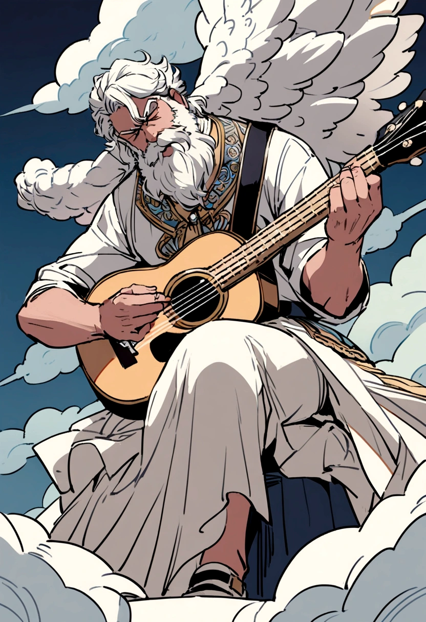 Zeus playing a guitar