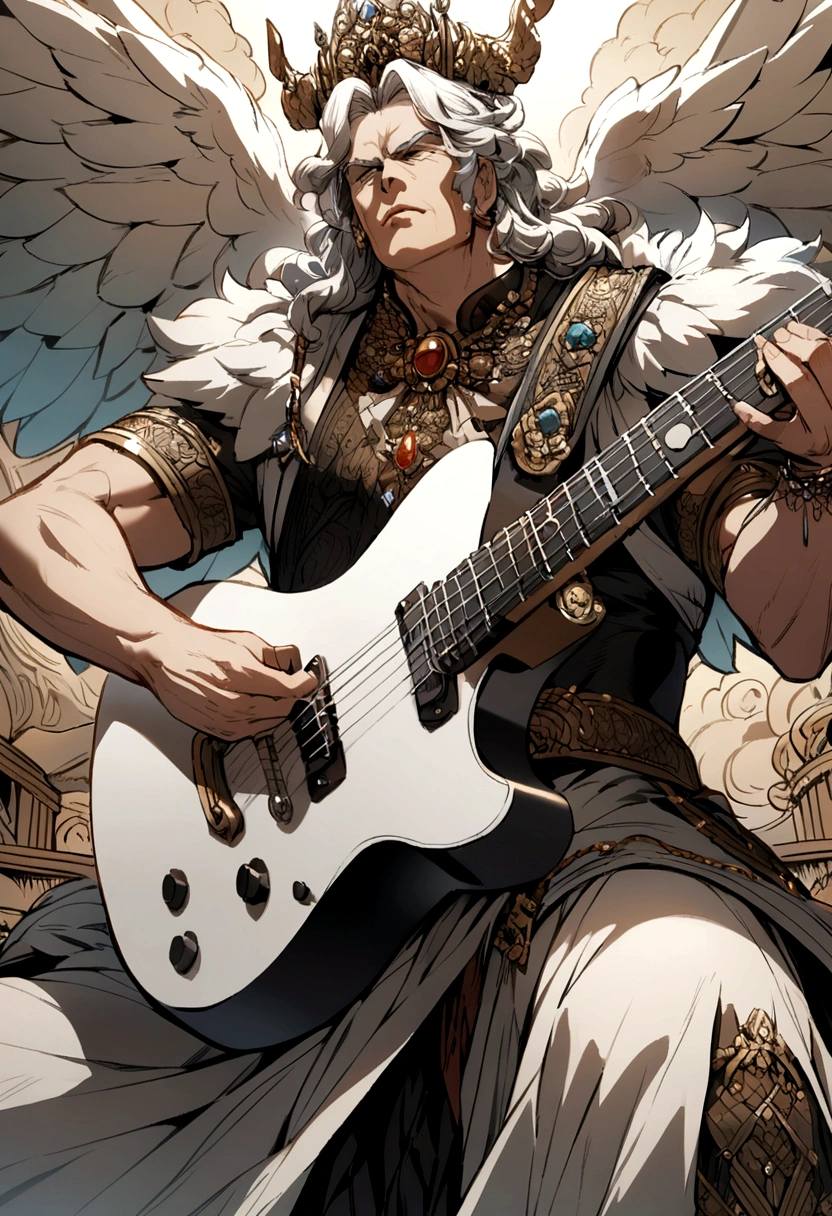 Zeus playing a guitar