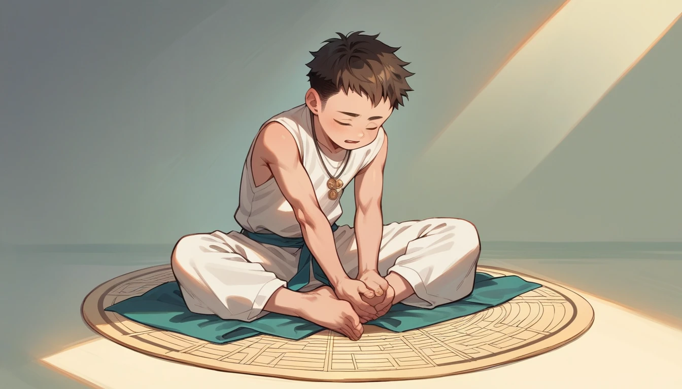 Young boy doing Music meditation mode