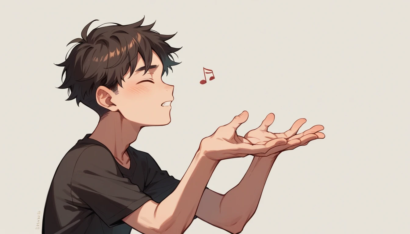 Young boy doing Music meditation mode