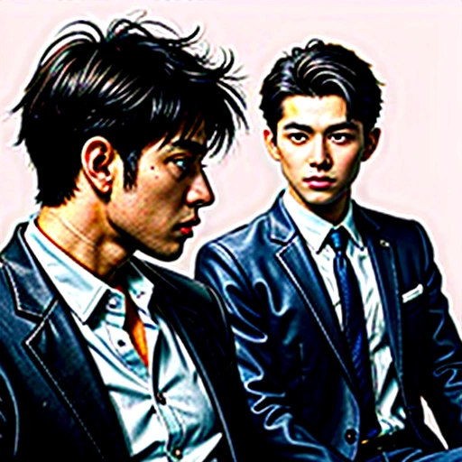 Two high-quality 20-year-old men in love,father,Sitting in a tight black shiny suit,Kilo,At work,logic, Gay ,Black Hair,Asian Faces,Masculine,Capable person,The boss is,good looking,Sex,Leather Handbags,多淫なfather,Look straight ahead,fatherは勃起しています