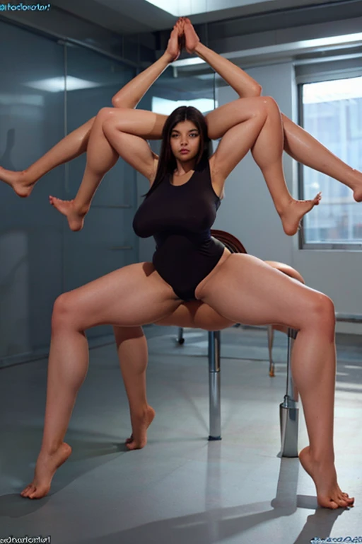 Huge set of disembodied breasts many extra arms and hands, with thick muscular legs, many extra sexy legs no head, Headless extra legs, many legs, (very detailed limbs) dressed fully clothed in yoga clothes