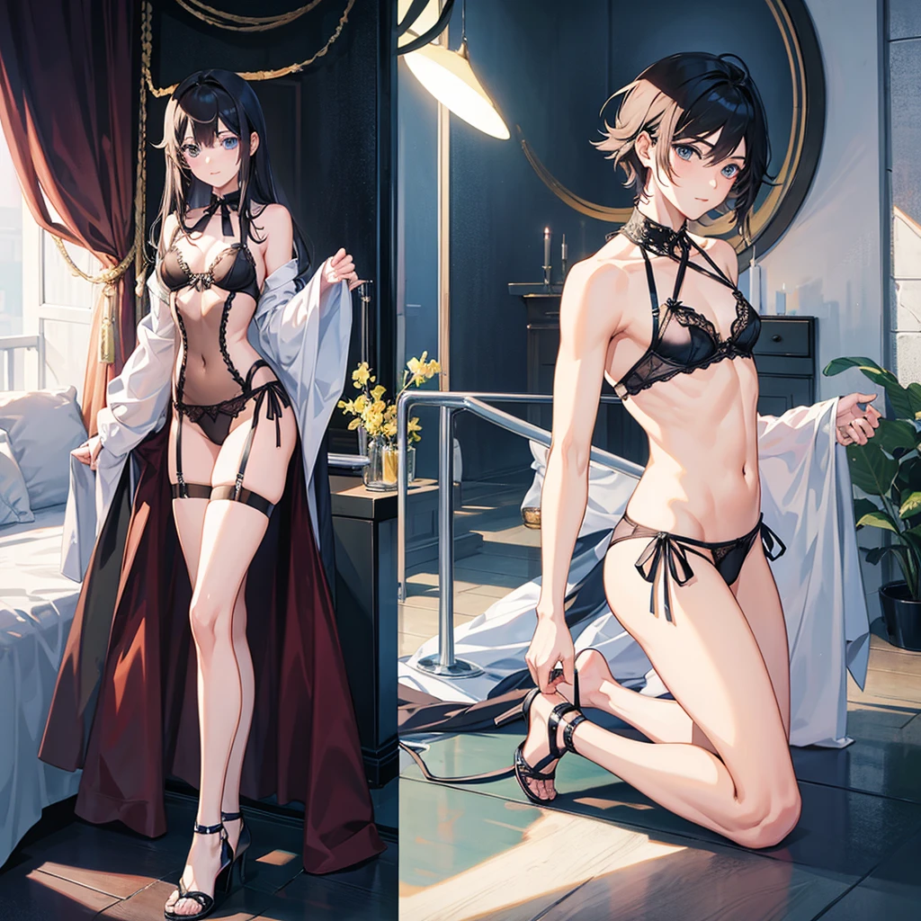 Anime boy in lingerie