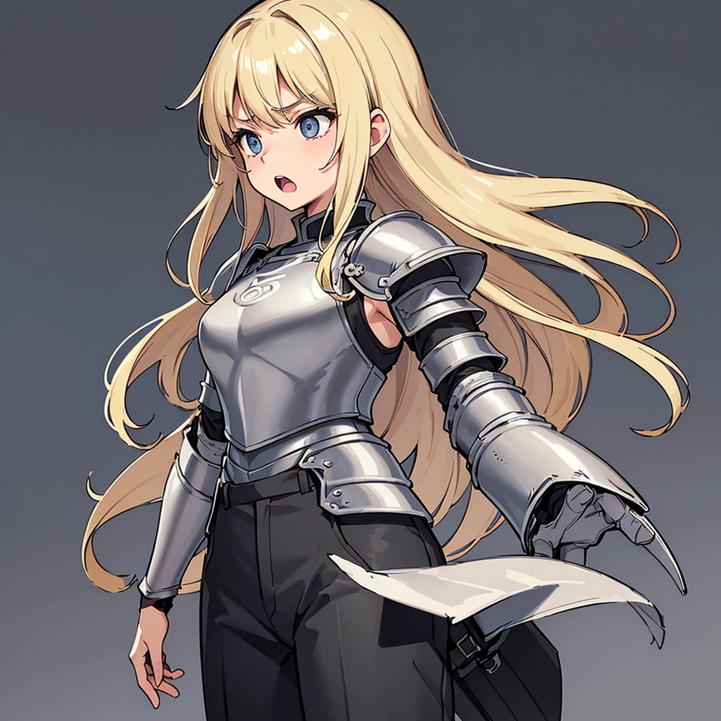 best quality, masterpiece, score_9, score_8_up, score_7_up, source_anime, rating_safe,
1boy, girl, solo, adult, long hair, hair bangs, bangs, long bangs, flowing hair, action pose, wielding, greatsword, metal greatsword, simple greatsword, grabbing sword, knight armor, body armor, gauntlets,
no background, white background, photoshoot,
