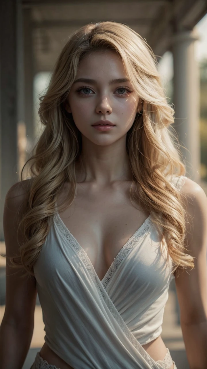 Put her without clothes, whole character, medium breasts defined body