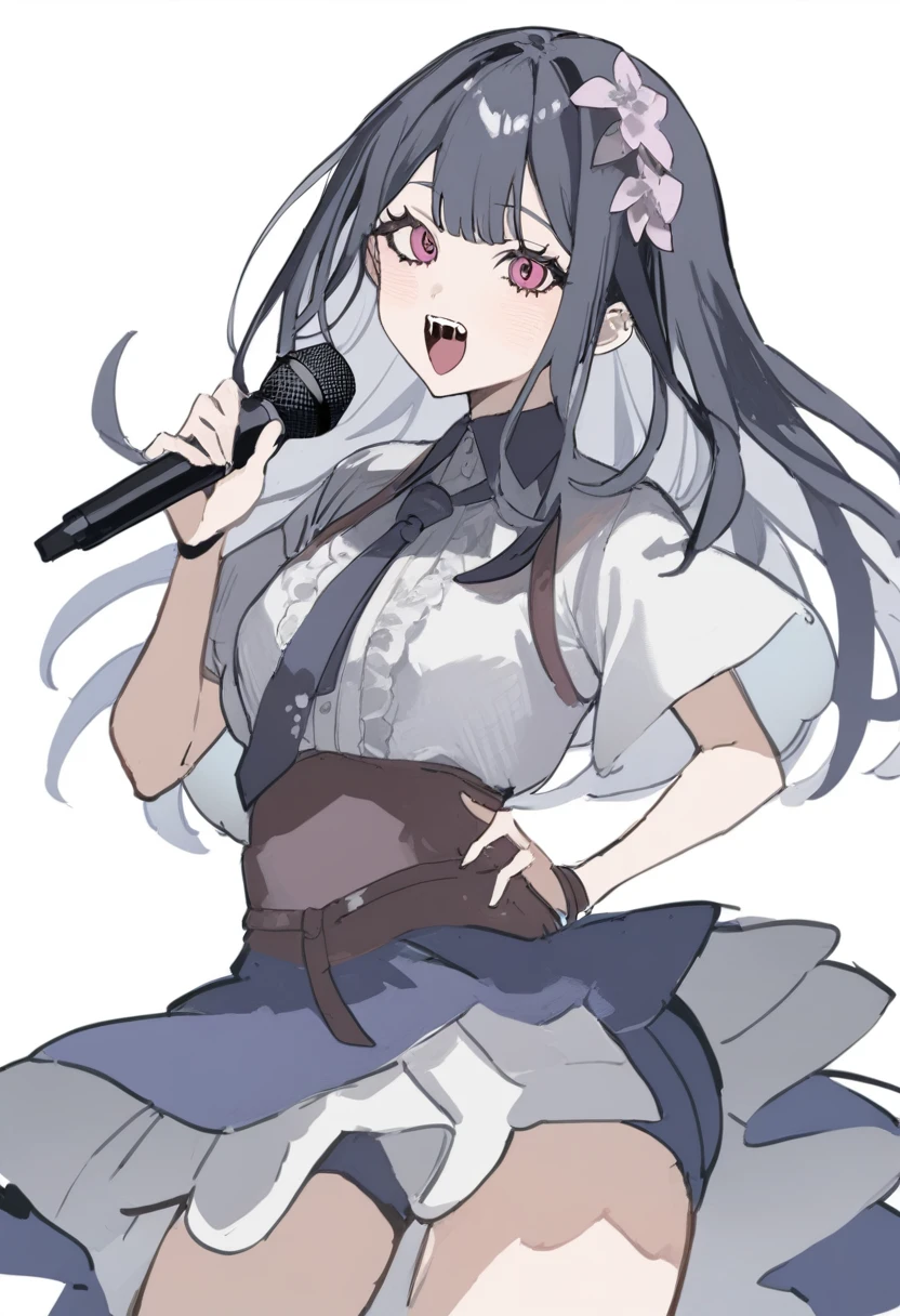 1girl, style:inu totemo,looking at viewer, singing,waistshot