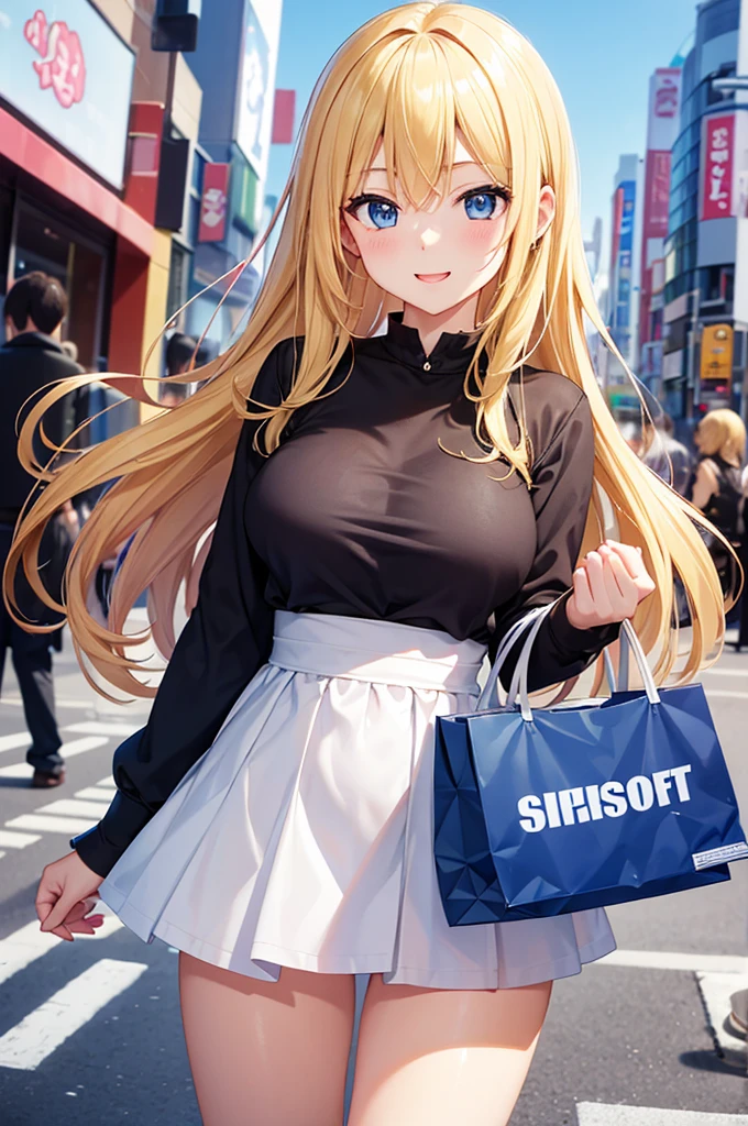 Very detailed, Absurd, Ultra-high resolution, Super detailed, Highest quality,
One girl, alone, Nice hands, Perfect hands,
break
(Grab a shopping bag, Wear plain clothes) 
break
happy smile, smile, Open your mouth, Are standing,
From above,
Seductive pose, Cowboy Shot,
break
slender, cute, Perfectly symmetrical face, 超cute girl, 超cute face, Very detailed目, Super detailedな髪, 超cute, Super beautiful,
break
in harajuku, Shibuya Ward, Tokyo, street, crowd, Cityscape,
break
medium breasts,
(Blonde medium hair, blue eyes), Hair between the eyes,nsfw