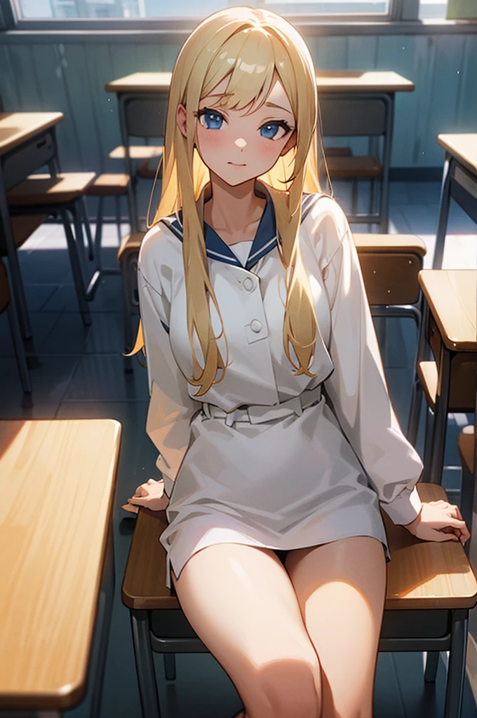 Best image quality, classroom, ""White underwear"", sit, Spread your legs, Rainfall, Blonde, ""woman"",