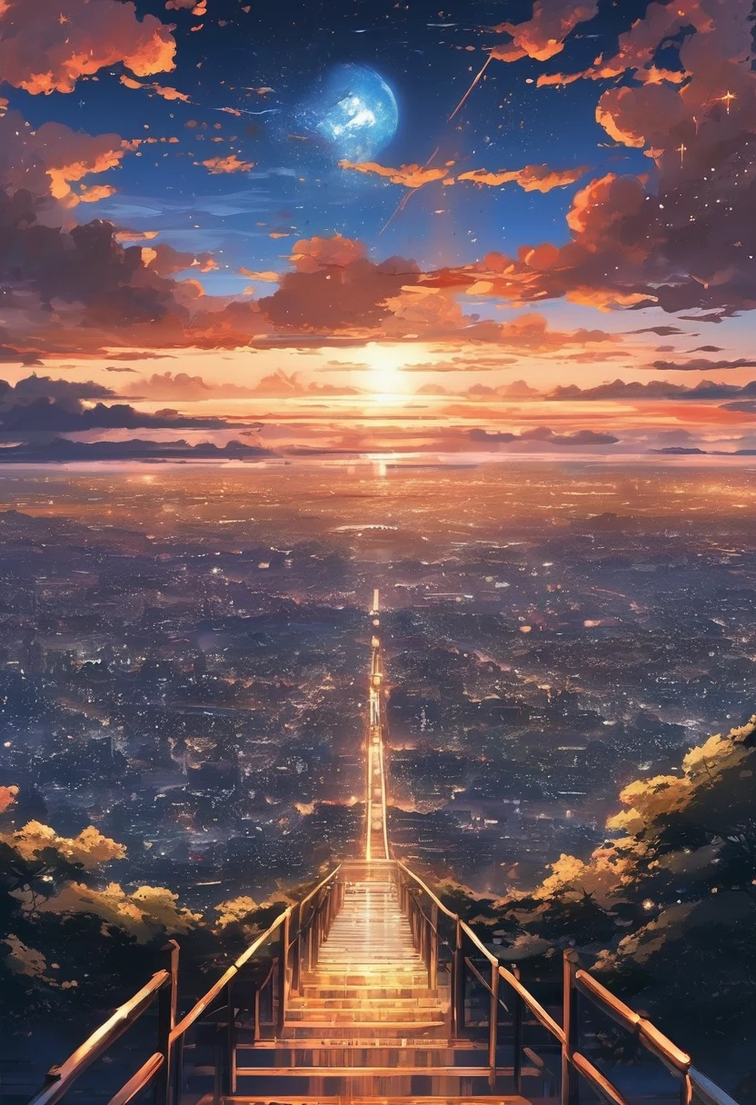 Anime Wallpaper with sky and starry sky views, Space Sky. by Makoto Shinkai, anime art wallpaper 4k, anime art wallpaper 4k, Anime Art Wallpapers 8K, Anime Sky, Awesome Wallpapers, anime wallpaper 4k, anime wallpaper 4k, 4k anime wallpaper, Makoto Shinkai Cyril Rolland, Anime Background Art　Ukiyo-e、　Japanese Landscape