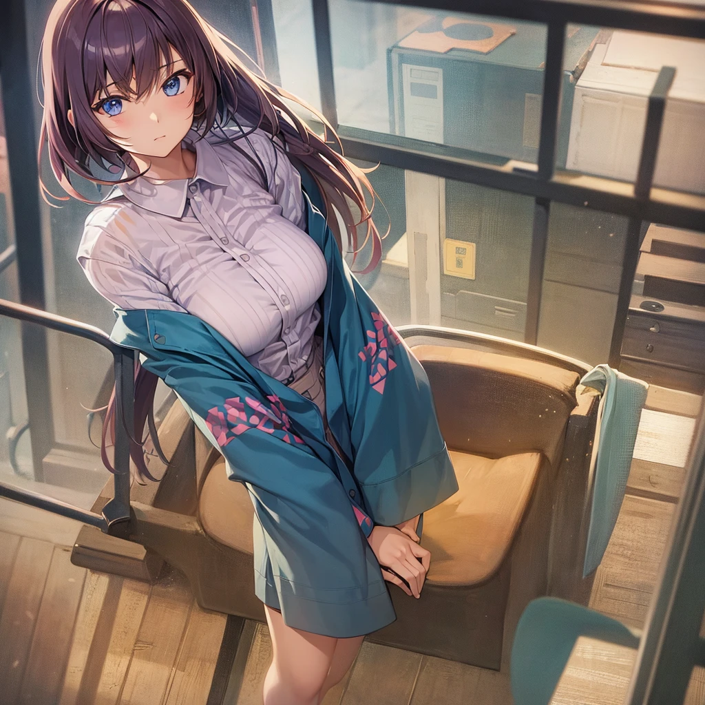 woman,Anime,NKB pattern shirt,I'm shaking.