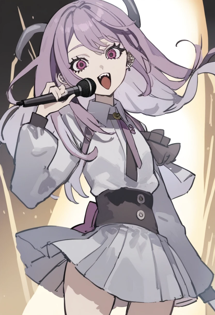 1girl, style:inu totemo,looking at viewer, singing,waistshot