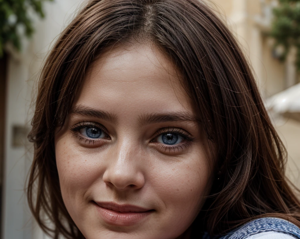 selfie d'une fille aux yeux bleu, slightly smiling in béziers