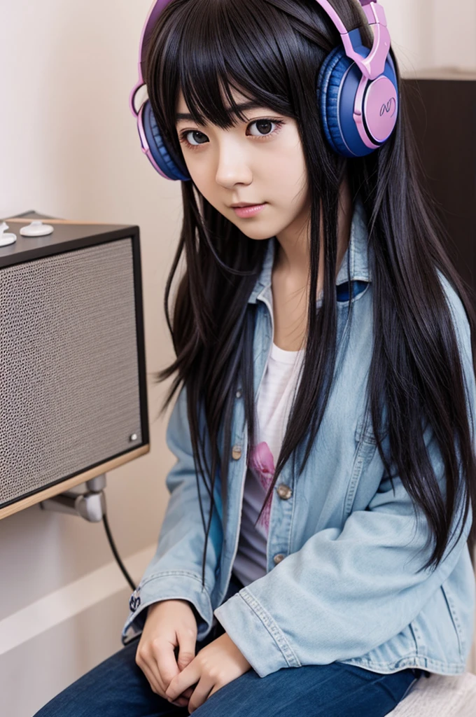 Anime listening to music girl version