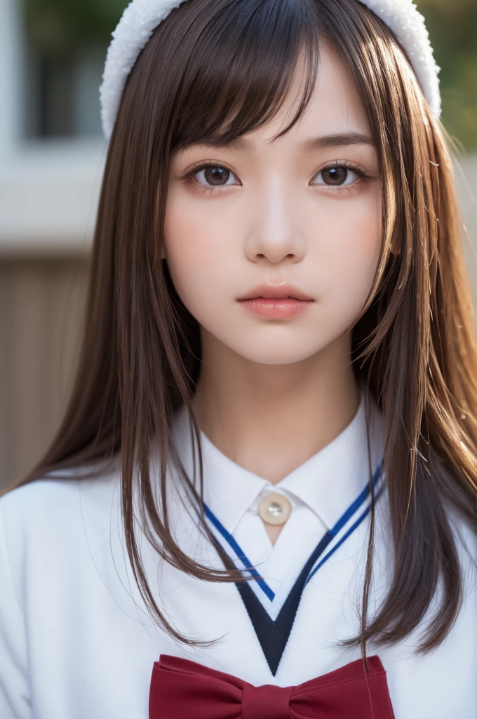 one girl, (a beauty girl, delicate girl:1.3), (10 years old:1.3),
break, (winter , Cute Uniform:1.3),
break, (it's snowing:1.3), (bus stop, Waiting for the bus:1.3), perfectly trimmed fingers,
break, Very fine grain definition, (Symmetrical eyes:1.3),
break, Small breasts, Brown eyes, Parted bangs, Brown Hair, girl,
break, (Eye and facial details:1.0), (Face close-up, Zoom in on face, Face Focus:1.0),
break, (masterpiece, Highest quality, Super detailed, Detailed face, 8K)
