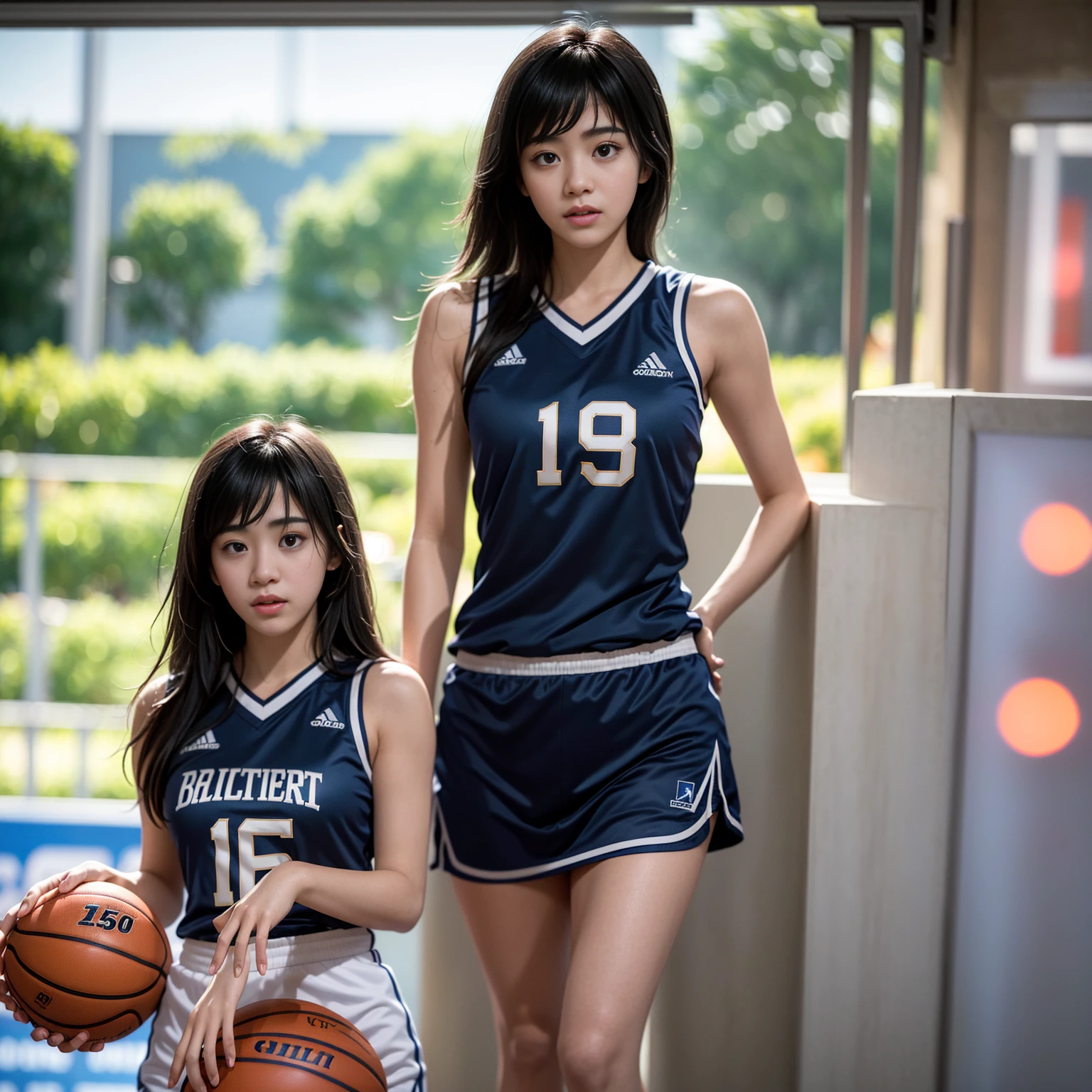 (8k, best quality, masterpiece:1.2), (realistic, photo-realistic:1.37), ultra-detailed,best quality, ultra high res, professional lighting, photon mapping, radiosity, physically-based rendering, cinematic lighting, basketball court,depth of field, sharp focus,sunbeam, good composition,(bokeh:1.2) 1girl,solo,(full body), (closed mouth),beautiful detailed eyes, pose, narrow waist,basketball uniform, black hair,messy hair,long hair floating in wind,(ulzzang-6500:1.2)
mix4, hiqcgbody
