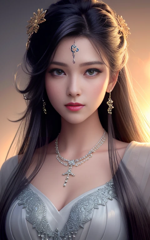 Best Quality, Masterpiece, High Resolution, 1 Girl, Porcelain Dress, Hair Accessories, Necklace, Jewelry, Beautiful Face, Physical, Tyndall Effect, Realistic, Dark Studio, Rim Lighting, Duotone Lighting, (High Detail skin: 1.2), 8k uhd, DSLR, soft light, high quality, volumetric light, sneak shot, photo, high resolution, 4k, 8k, bokeh, , super crazy hairstyles, beautiful long hairs, crazy long hairs, super long hairs, long hair, crazy long hairs, super long hairs , Long wavy hairstyle