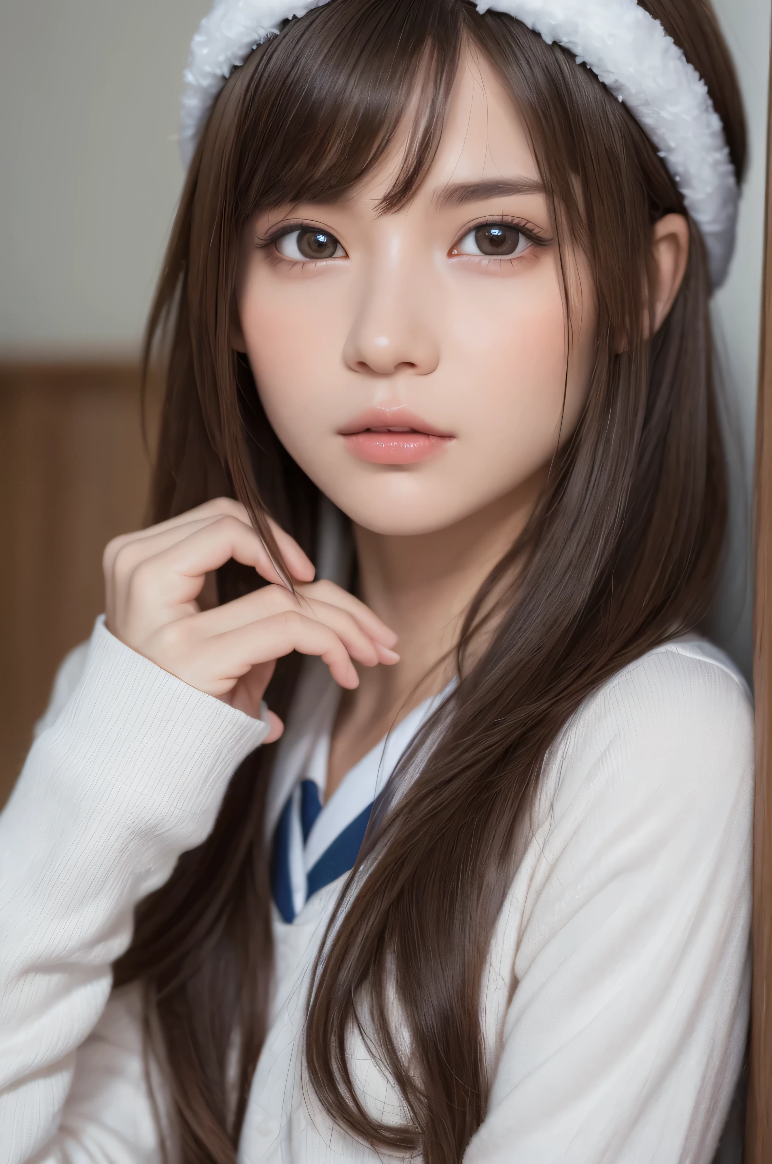 one girl, (a beauty girl, delicate girl:1.3), (10 years old:1.3),
break, (winter , Cute Uniform:1.3),
break, (it's snowing:1.3), (bus stop, Waiting for the bus:1.3), perfectly trimmed fingers,
break, Very fine grain definition, (Symmetrical eyes:1.3),
break, Small breasts, Brown eyes, Parted bangs, Brown Hair, girl,
break, (Eye and facial details:1.0), (Face close-up, Zoom in on face, Face Focus:1.0),
break, (masterpiece, Highest quality, Super detailed, Detailed face, 8K)