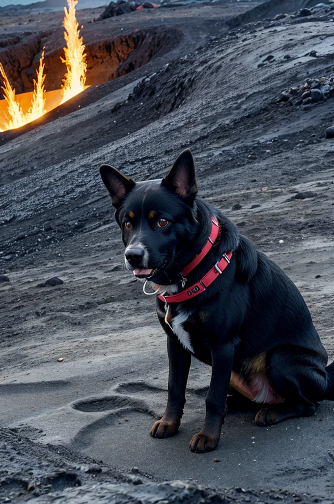 A dog in a volcano 