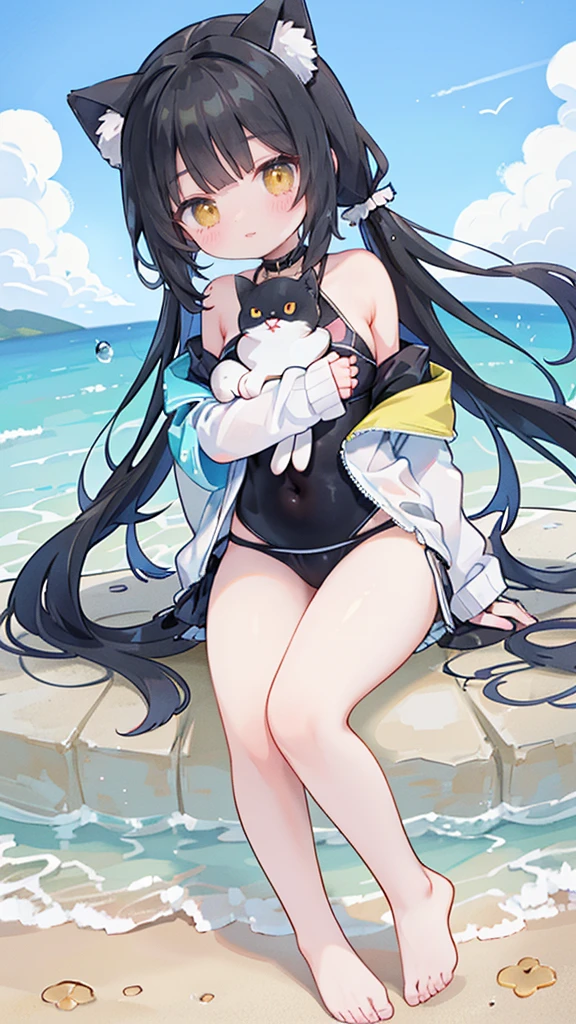 ultra detailed,((1loli)),((nsfw)),(petite),((nude)),((lying)),((arm up)),((peace sign)),((very long hair)),((black hair)),((Smile)),(((excessive cum))),(((cum on hair))),(((cum on body))),((cum on breasts)),((large breasts))