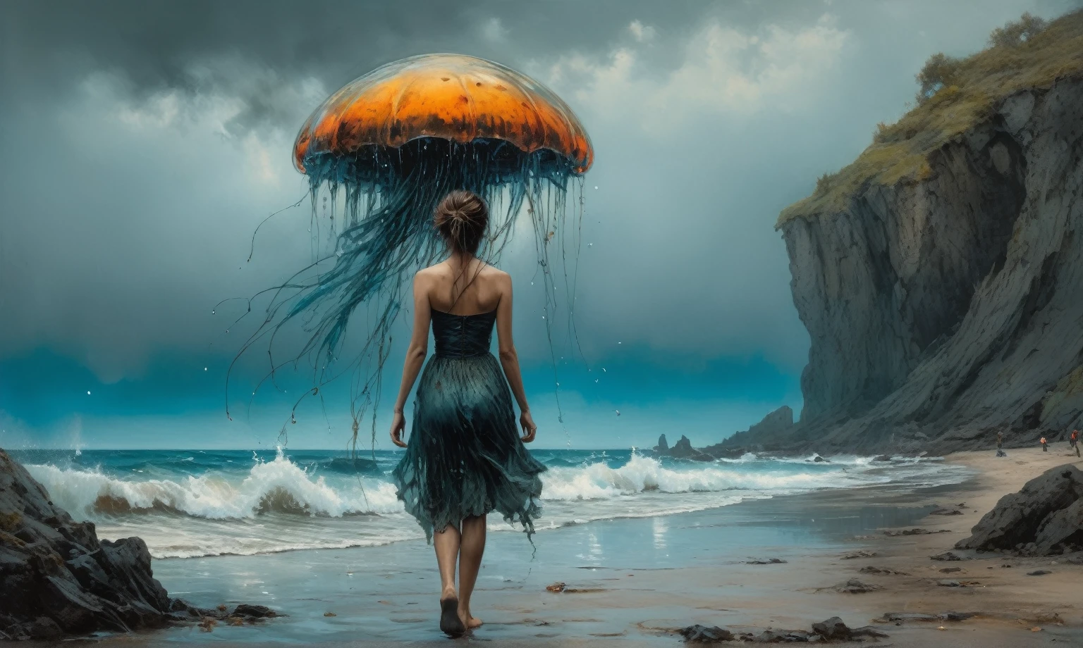  woman, stunning, highly detailed, 8k, ornate, intricate, cinematic, dehazed, atmospheric, (oil painting:0.75), (splash art:0.75),(teal:0.2),(orange:0.2), (by Jeremy Mann:0.5), (by John Constable:0.1),(by El Greco:0.5),(acrylic paint:0.75)full-body-shot,High contrast,Masterpiece,Realistic,Ultra Detailed,intricate details,realistic jellyfish skin,extremely intricate,realism,photorealism, cinematic style,irina yermolova,HDR,((Wangechi Quality)),extremely detailed, [night landscape],masterpiece,intricate details,faded,eyes extremely detailed, high detailed eyes,16k resolution,RAW, Nikon Z9,chinese orc's village of fishers on seaside,authentic,full body length,Labradorite babygirl,native italian troll ,pretty face,eyebrow up,full body shot,ominous landscape,glate gray atmosphere,by art Simon Stalenhag,Nicola Samori,(((Wangechi Mutu))),prime colors,urban,extremely detailed,masterpiece,intricate details,faded,eyes extremely detailed, high detailed eyes,4k resolution,RAW, Nikon Z9,commercial photography 