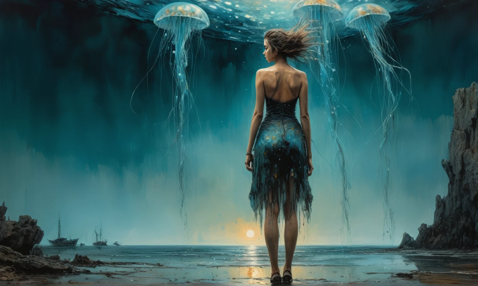  woman, stunning, highly detailed, 8k, ornate, intricate, cinematic, dehazed, atmospheric, (oil painting:0.75), (splash art:0.75),(teal:0.2),(orange:0.2), (by Jeremy Mann:0.5), (by John Constable:0.1),(by El Greco:0.5),(acrylic paint:0.75)full-body-shot,High contrast,Masterpiece,Realistic,Ultra Detailed,intricate details,realistic jellyfish skin,extremely intricate,realism,photorealism, cinematic style,irina yermolova,HDR,((Wangechi Quality)),extremely detailed, [night landscape],masterpiece,intricate details,faded,eyes extremely detailed, high detailed eyes,16k resolution,RAW, Nikon Z9,chinese orc's village of fishers on seaside,authentic,full body length,Labradorite babygirl,native italian troll ,pretty face,eyebrow up,full body shot,ominous landscape,glate gray atmosphere,by art Simon Stalenhag,Nicola Samori,(((Wangechi Mutu))),prime colors,urban,extremely detailed,masterpiece,intricate details,faded,eyes extremely detailed, high detailed eyes,4k resolution,RAW, Nikon Z9,commercial photography 