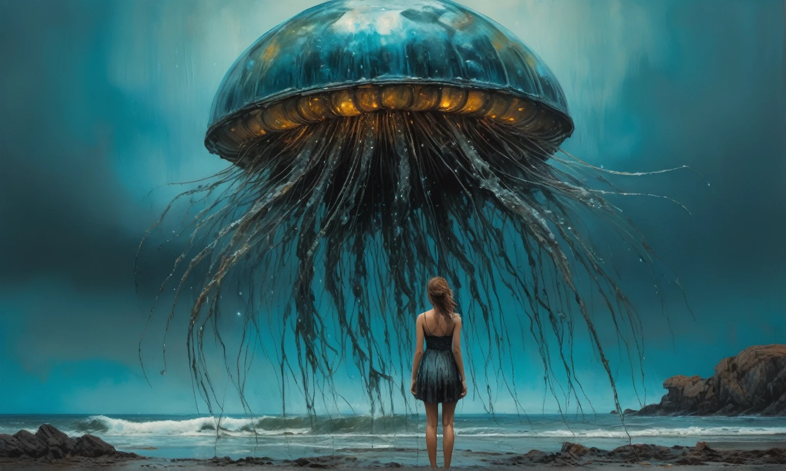  woman, stunning, highly detailed, 8k, ornate, intricate, cinematic, dehazed, atmospheric, (oil painting:0.75), (splash art:0.75),(teal:0.2),(orange:0.2), (by Jeremy Mann:0.5), (by John Constable:0.1),(by El Greco:0.5),(acrylic paint:0.75)full-body-shot,High contrast,Masterpiece,Realistic,Ultra Detailed,intricate details,realistic jellyfish skin,extremely intricate,realism,photorealism, cinematic style,irina yermolova,HDR,((Wangechi Quality)),extremely detailed, [night landscape],masterpiece,intricate details,faded,eyes extremely detailed, high detailed eyes,16k resolution,RAW, Nikon Z9,chinese orc's village of fishers on seaside,authentic,full body length,Labradorite babygirl,native italian troll ,pretty face,eyebrow up,full body shot,ominous landscape,glate gray atmosphere,by art Simon Stalenhag,Nicola Samori,(((Wangechi Mutu))),prime colors,urban,extremely detailed,masterpiece,intricate details,faded,eyes extremely detailed, high detailed eyes,4k resolution,RAW, Nikon Z9,commercial photography 