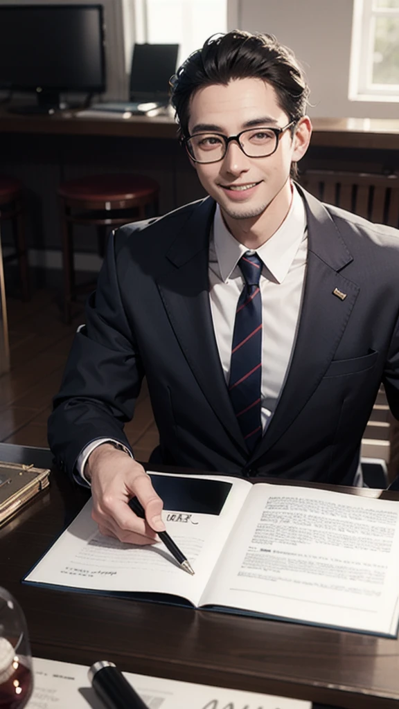 Mr. James smiles, looking at the time capsule.