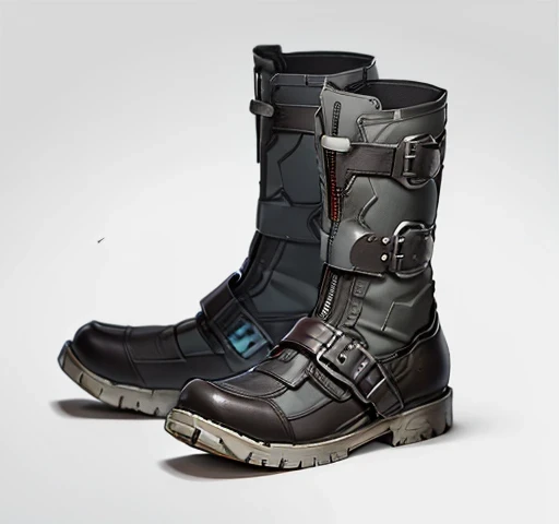 Soldier Boots, borderlands style, artstation, futuristic, concept art, hand paint texture, gray color, low detail