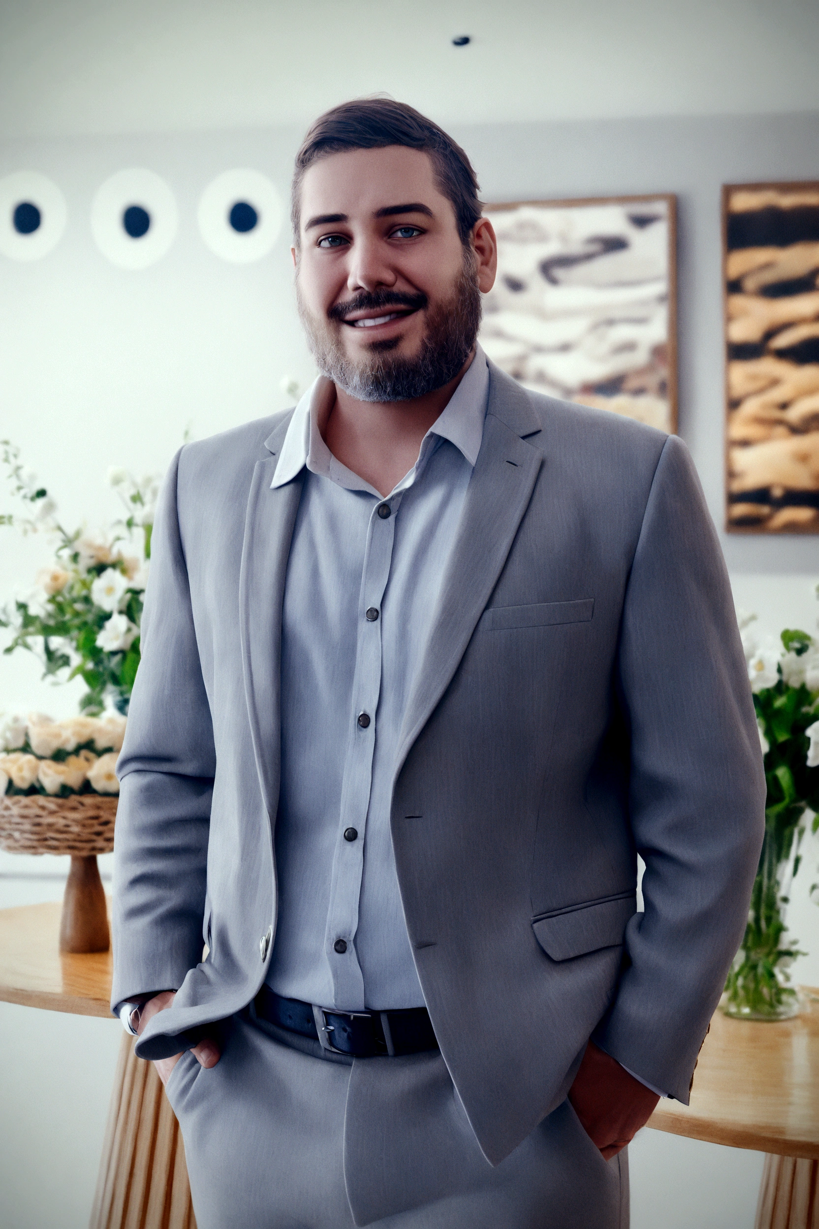 Man in a suit standing in front of a table with flowers, david rios ferreira, carmelo blandino, alexandros pyromallis, henrique alvim corrêa, I agree with you, alexander, icaro carvalho, astor alexander, julian calle, George Patsouras, elias chatzoudis, Rafael Lecoste