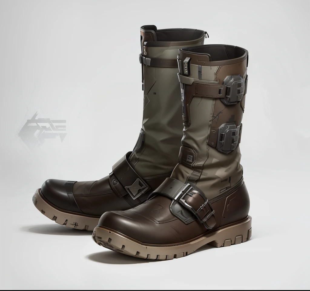 Soldier Boots, borderlands style, artstation, futuristic, concept art, hand paint texture, gray color