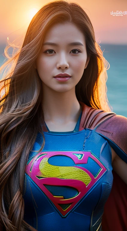 1girl in, Beautiful Hawaiian Woman,((Supergirl Suit)),(sleeveless),A sexy, superman logo, full-shot, Standing Pose, looking at the viewers,Hawaiian Landscape,the beach,Detailed background,Photorealsitic、a picture、masterpiece、reallistic、Reality、photorealisim、High contrast、Photorealistic Art Station Trending Digital Art 8k HD High Definition and Detailed Realistic, detaileds, Skin Texture, Ultra-detail, realistic skin textures, armature, top-quality, 超A high resolution, (Photorealsitic:1.4),, hight resolution, detaileds, Raw foto, Sharp Re, Nikon D850 Film Stock Photo by Lee Jefferies 4 Kodak Portra 400 Camera F1.6 lenses rich colors hyper realistic lifelike textures dramatic lighting unreal engine artstation trends synestil 800, (((super crazy hairstyles, beautiful long hairs, crazy long hairs, super long hairs, long hair, crazy long hairs, super long hairs , Long wavy hairstyle)))