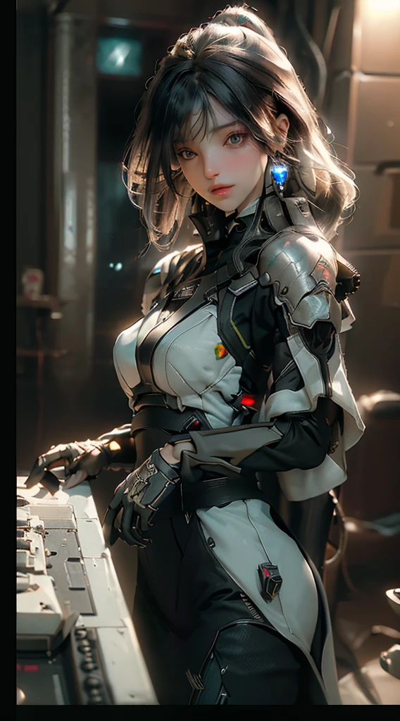 ((Best quality)), ((masterpiece)), (detailed:1.4), 3D, an image of a beautiful cyberpunk female,HDR (High Dynamic Range),Ray Tracing,NVIDIA RTX,Super-Resolution,Unreal 5,Subsurface scattering,PBR Texturing,Post-processing,Anisotropic Filtering,Depth-of-field,Maximum clarity and sharpness,Multi-layered textures,Albedo and Specular maps,Surface shading,Accurate simulation of light-material interaction,Perfect proportions,Octane Render,Two-tone lighting,Wide aperture,Low ISO,White balance,Rule of thirds,8K RAW,
