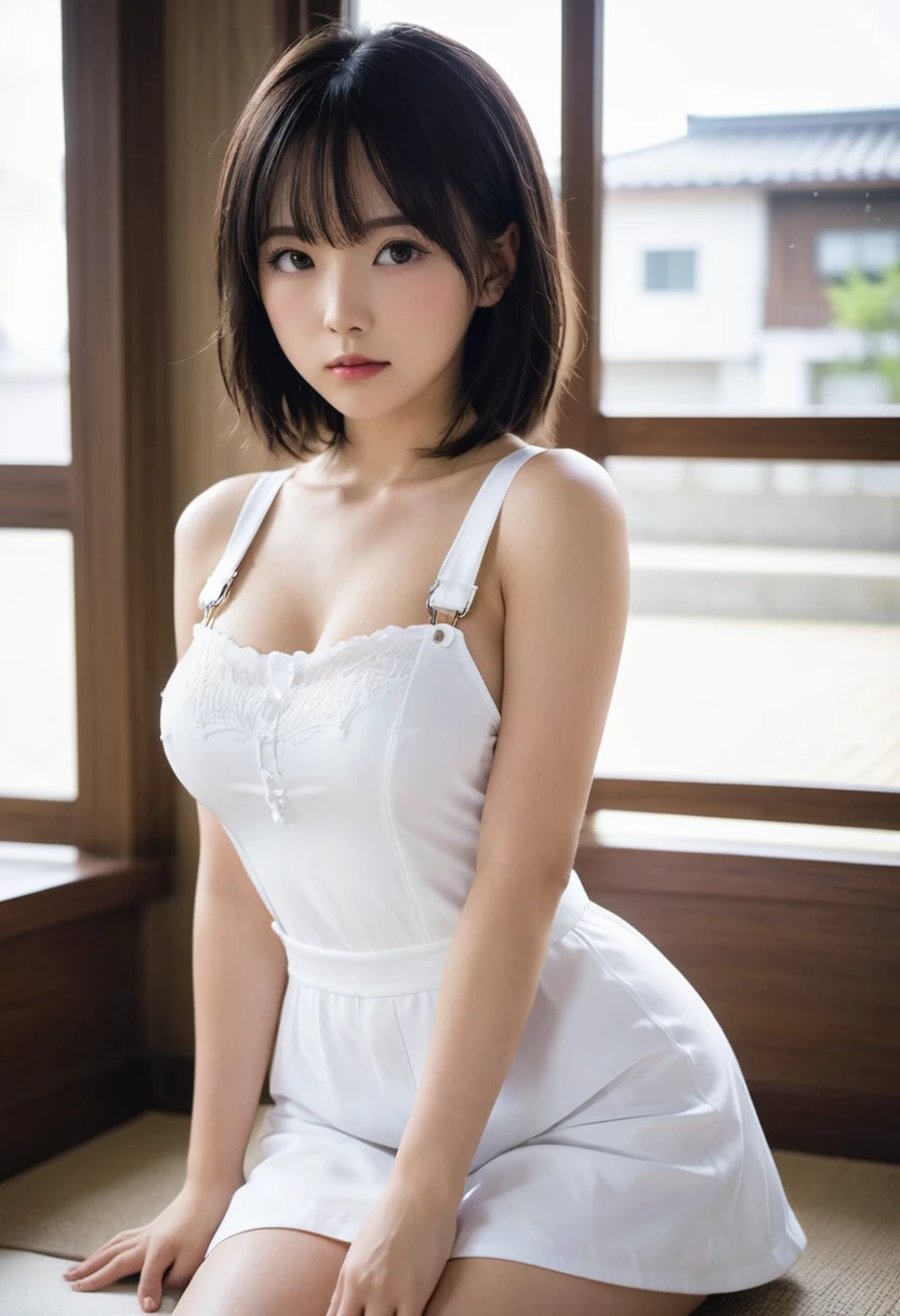 Michisanko Bijin The devastating purity of her white dress Overalls