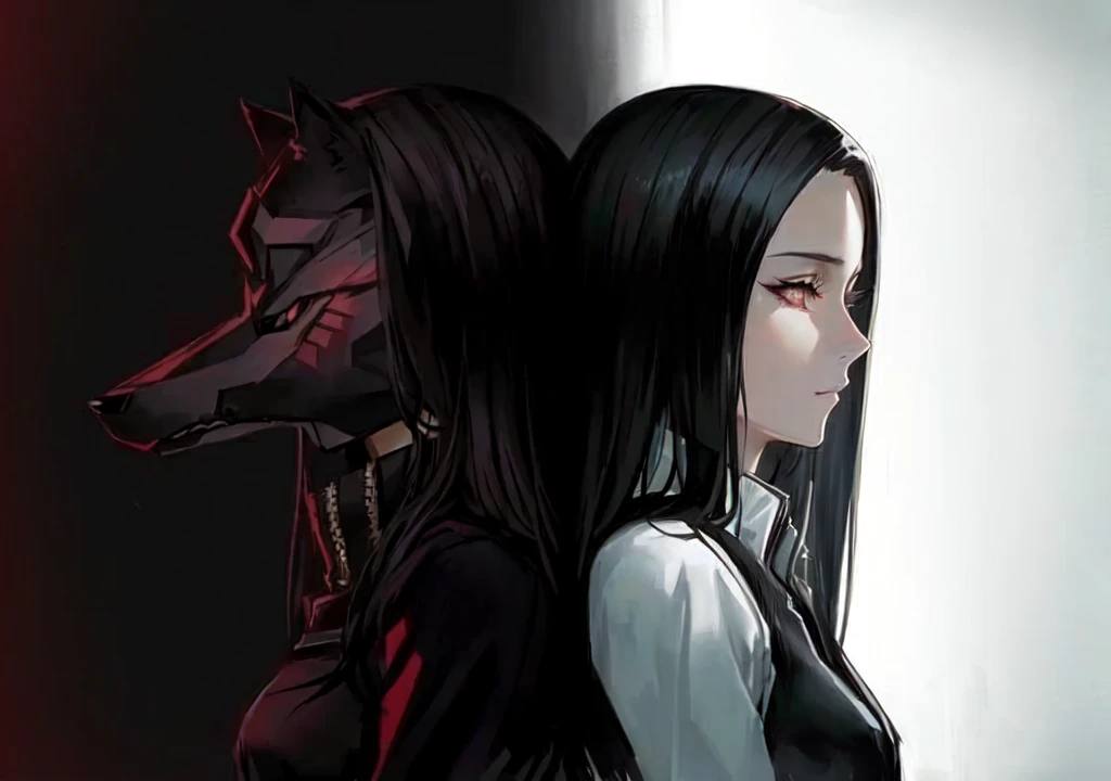 anime, the wolf and the girl are looking at each other, in the anime series ergo proxy, it's pixivs and junji, see Kamagurka, this junji art, by Jason Teraoka, in the ergo proxy anime film, junji it's 4 k, By Kose Kanaoka, Japanese gothic