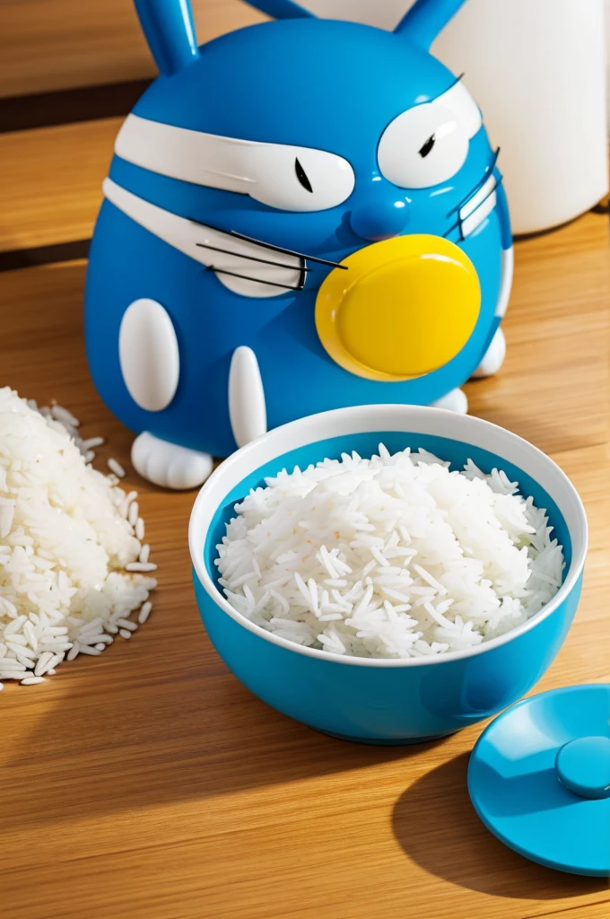 Doraemon eating rice 4k image