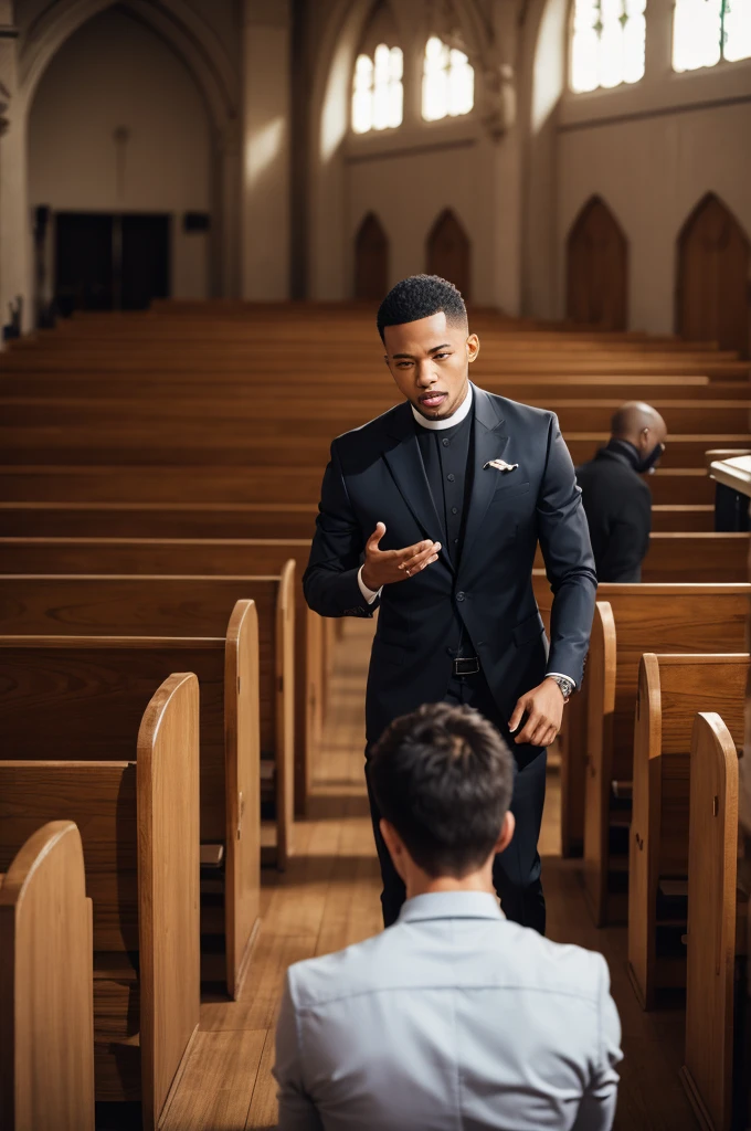 Pastor preaching in church