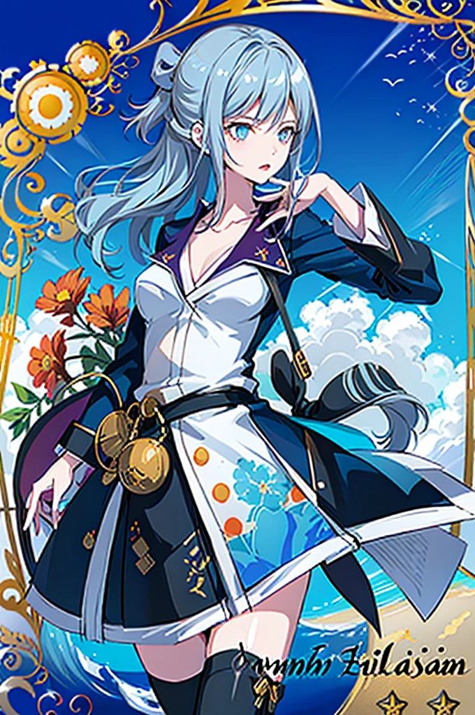 1girl,  solo, outdoors, long hair, holy place, Original,(Illustration:1.1),(Best Quality),(masutepiece:1.1),(the Extremely Detailed CG Unity 8K Wallpapers:1.1), (Colorful:0.9),(mid-shot:0.95),(extremely detailed beautiful face),(Solo:1.2), (girl),(((Lori))), (Detailed beautiful eyes:1.15), (Beautiful face:1.15), (Glowing blue eyes:1.25////),(((sky blue Long Hair))),(two side up),(+perfect hand+:1.21),(Draw illustration of Japan priestess costume),(slender),(White pleated skirt),(Gothic),((black thighhighs)),(frilld),(Beautiful Slender Lolita Girl),hallowween,standing, girl,10 years old,  girl,foggy place,vampire,sky blue hair,full body,whole body,