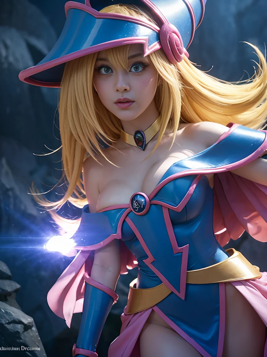 a dark magician girl, leaving a magic circle, mystical magic background, sensual pose, dark hearts in the air, detailed face, detailed eyes, detailed lips, ornate jewel-encrusted armor, glowing magical energy, dramatic lighting, cinematic composition, moody color palette, dramatic shadows, ethereal atmosphere, photorealistic render, high-resolution, best quality, masterpiece, realistic, ((cute face)), japanese idol,big breasts,night, ((look at viewer))