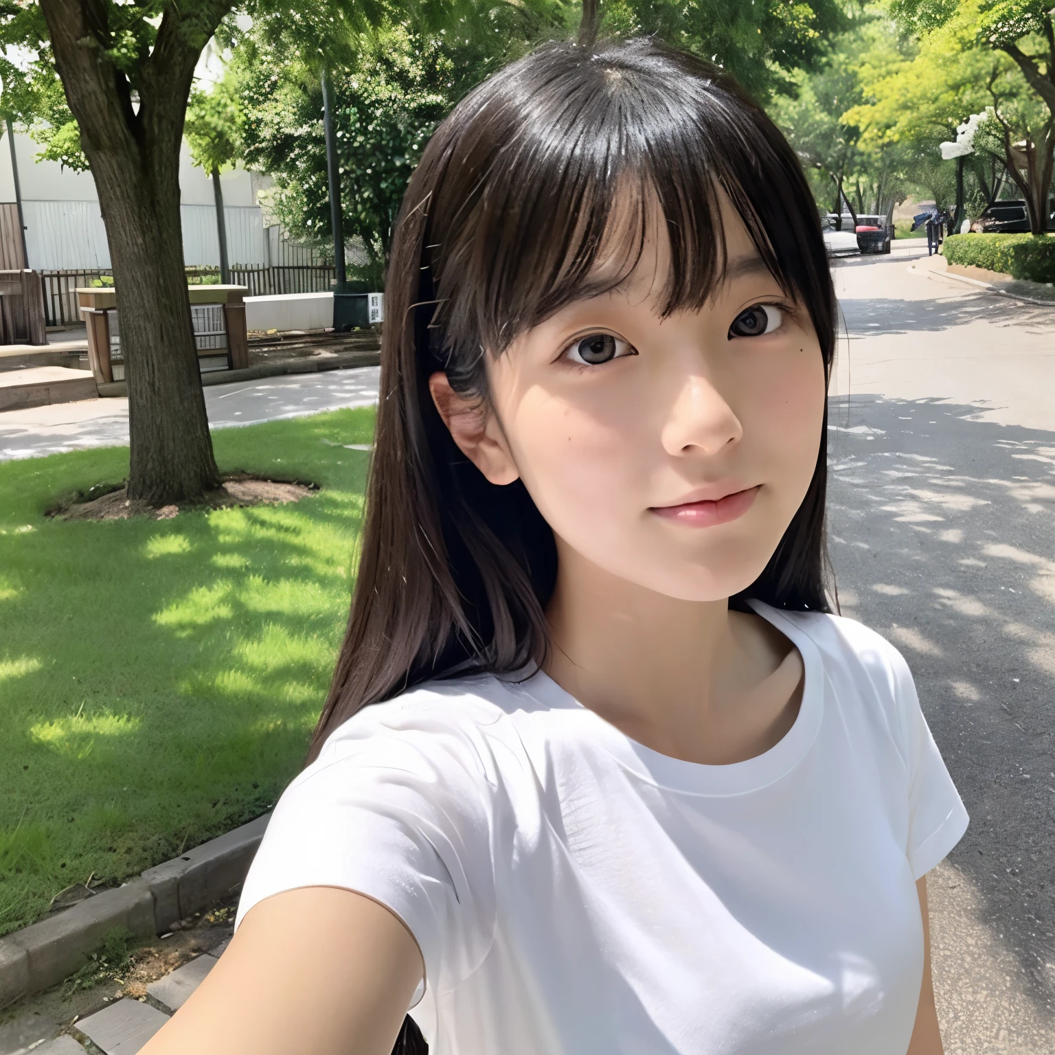 Selfie、Japanese girl、Highest quality、White T-shirt
