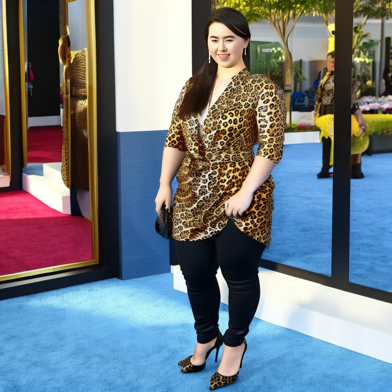 Ssbbw extremely morbidly obese solo Jessica Henwick full body alone wearing a leopard dress
