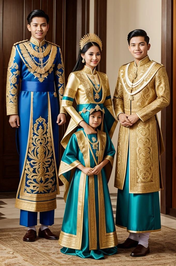 a royal traditional outfit for the country Philippines with a touch of elements of the country's national costume