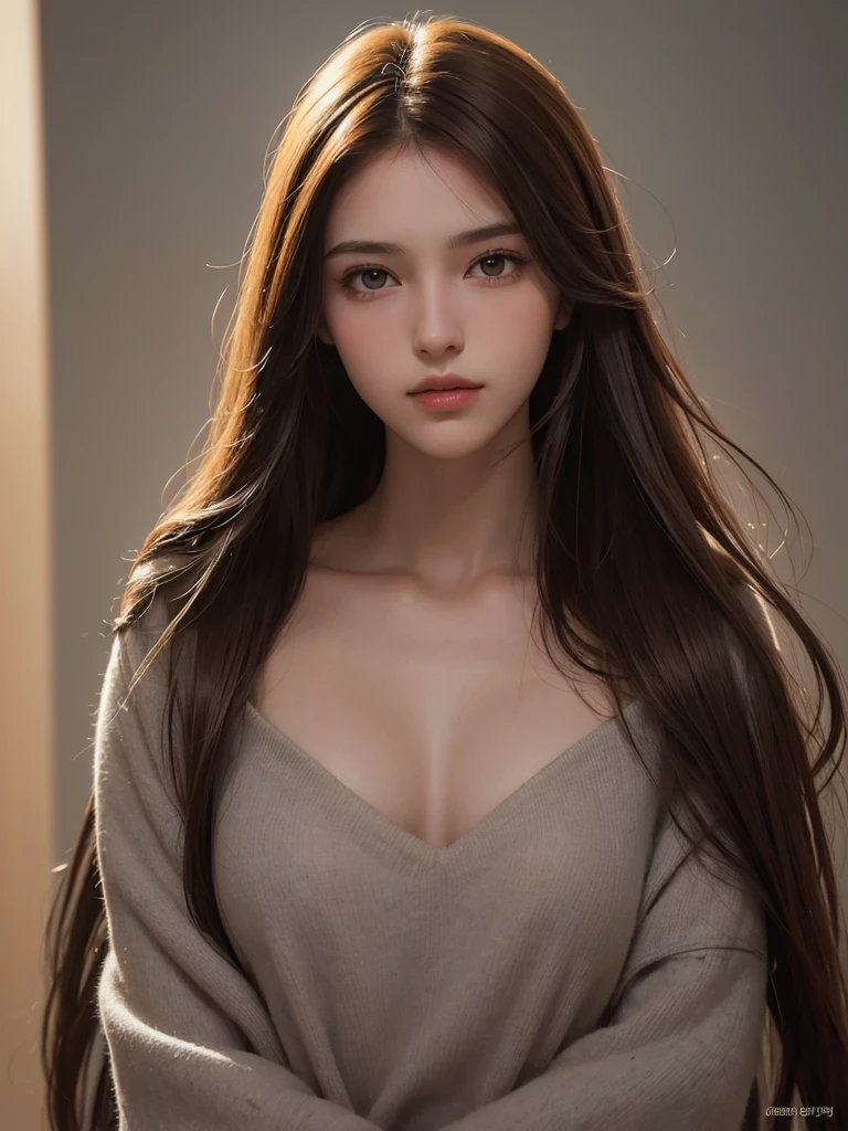 (8K, RAW Photos, Highest quality,masterpiece:1.2),One beautiful girl,(Small breasts),VNeck sweater,Beautiful face,Mature woman,Realistic Face,Ultra-realistic,Exposed cleavage,(night:1.3),(Dark Background:1.3),Sexy Face,detailed,超detailed.looking at the camera