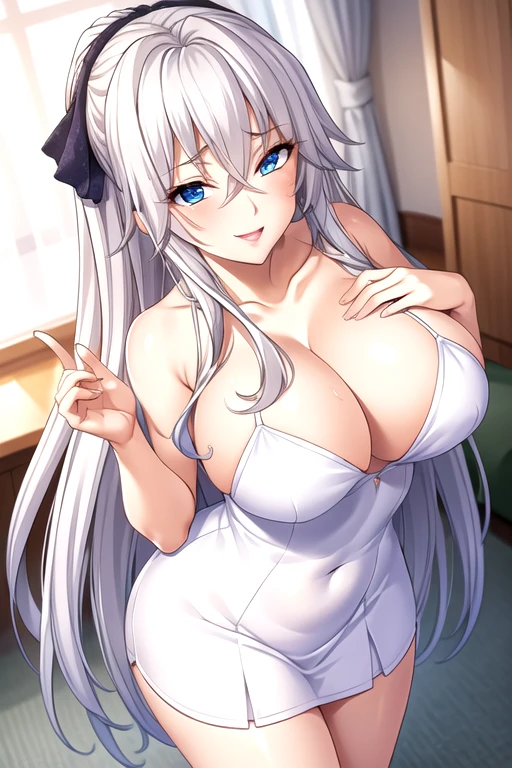 tennis dress, silky skin,Full body pictures, White hair,blue Eye,Long hair, 1 girl, 25 years old,Young women,beautiful Finger,beautiful long legs,beautiful body,beautiful Nose,beautiful character design, perfect Eye, perfect Face,expressive Eye,Perfect balance, Looking at the audience,(Focus on her Face),Residence, (Innocent_Big goals_Eye:1.0),Light_Smile, Official Art,Very detailed CG unity 8k wallpaper, Perfect lighting,rich and colorful, bright_front_Face_Lighting,Light skin, (masterpiece:1.0),(the best_quality:1.0), Ultra-high resolution,4K,Very detailed, photography, 8K, Human Development Report, high resolution, absurdist:1.2, Kodak Portrait 400, Film Grain, Blurred background, Bokeh:1.2, Lens Light Halo, (Energetic_color:1.2),专业photography师, (beautiful,Chest:1.3), (beautiful_Face:1.5),(narrow_waist),Smile, Happy