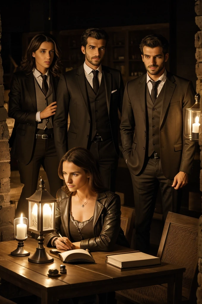 On aperçoit 3 personnages ( homme femme homme) FRANCK,RACHEL ET BASTIEN dans une boîte de nuit échangistes, Rachel en cuir tire par la cravate FRANCK ET BASTIEN avec un fouet dans l'autre main, Franck lunette , Bastien cheveux électrique, Rachel est métisse des indes