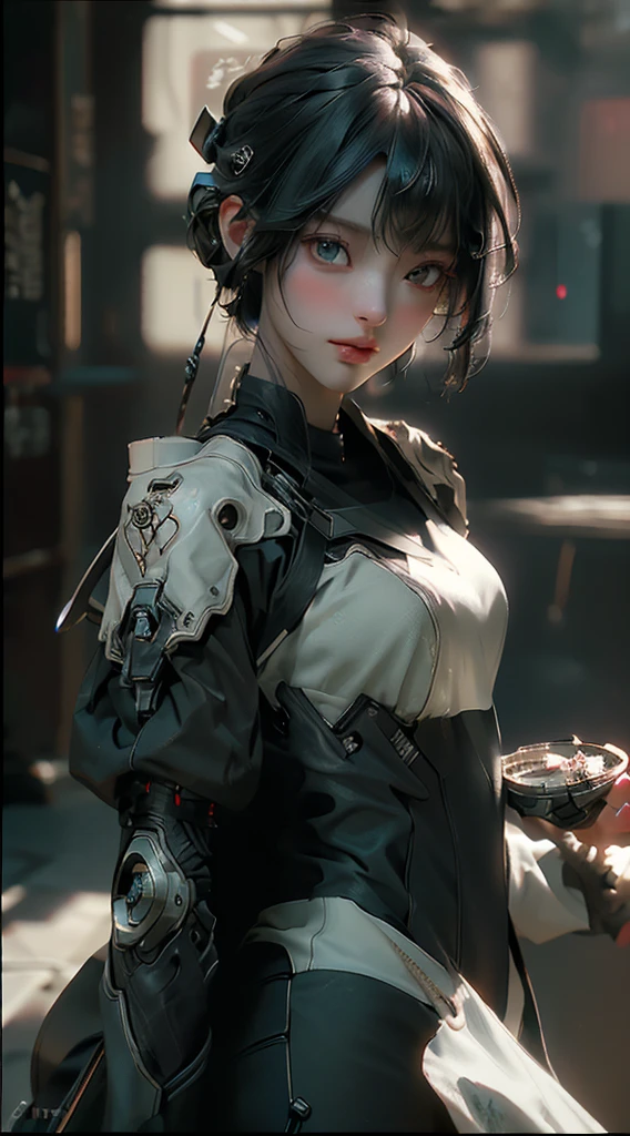 ((Best quality)), ((masterpiece)), (detailed:1.4), 3D, an image of a beautiful cyberpunk female,HDR (High Dynamic Range),Ray Tracing,NVIDIA RTX,Super-Resolution,Unreal 5,Subsurface scattering,PBR Texturing,Post-processing,Anisotropic Filtering,Depth-of-field,Maximum clarity and sharpness,Multi-layered textures,Albedo and Specular maps,Surface shading,Accurate simulation of light-material interaction,Perfect proportions,Octane Render,Two-tone lighting,Wide aperture,Low ISO,White balance,Rule of thirds,8K RAW,