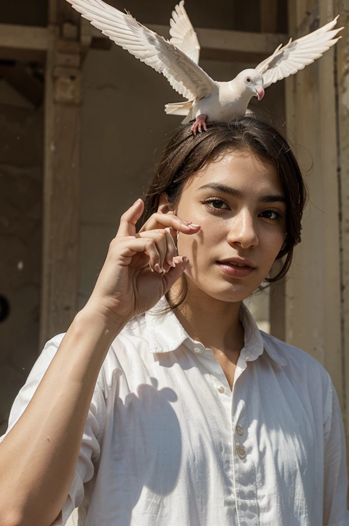 God with a dove on his finger
