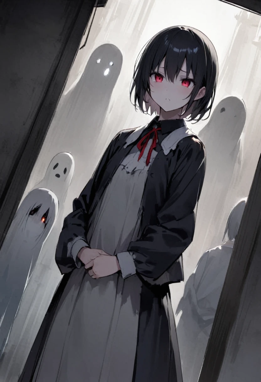 No lower body、shoot from below、ghost、darkness、Dimly lit room、真夜中の古いghost屋敷の中で、Japanese style、kimono、ruins、Girl、Girl、Short、Younger、Lower school year、Baby Face、Both eyes open、Pale skin、Nipples、flat chest、Dynamic Angle、Displeased、Creepy、scared、suspicious、suspicious、Ghost、My clothes are torn、Half naked、The body is slightly transparent、My legs are disappearing、I feel lifeless、Dead、Ghost、Panties、Injured