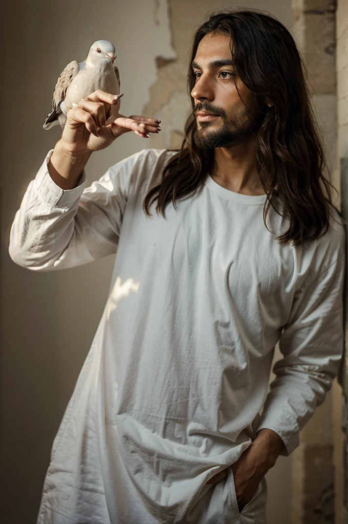 Jesus with a dove on his finger
